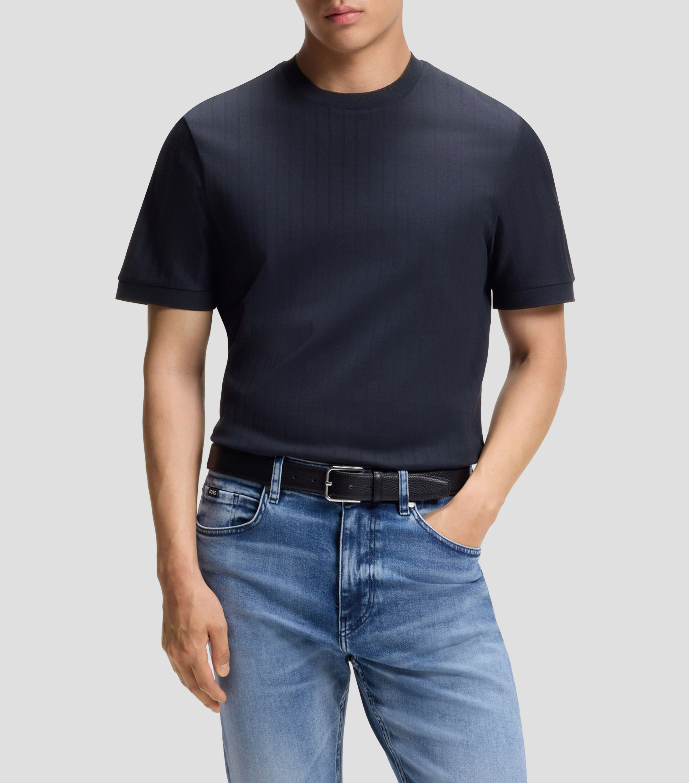 Playera cuello redondo manga corta rayas Hombre